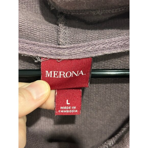 Merona Womens Mauve Kangaroo Pocket Hooded Pullover Sweatshirt Size Large Cozy - Picture 5 of 10
